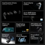 OnePlus Buds 3 TWS, in Ear Earbuds with Sliding Volume Control and 49dB ANC Bluetooth Gaming Headset (Metallic Gray, True Wireless)[aa1098] - Image 2