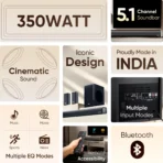 Mivi Fort H350 Soundbar, 350 Watts, 5.1 Channel, Multi-Input and EQ Modes, BT v5.1 350 W Bluetooth Soundbar (Black, 5.1 Channel) [AA1096/190] - Image 3