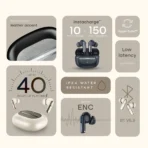 Visit brand store Noise Buds UNO, 40Hrs Playtime, Quad Mic with ENC, Premium Leather Accent, Dual Pair Bluetooth Headset (Ivory Grain, True Wireless) - Image 5