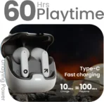 Goboult Z40 with ENC Mic, 60Hr Battery, Metal Finish, Low Latency, 5.3v Bluetooth Headset (White, True Wireless)[AA1098] - Image 4