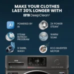 IFB 9 kg 5 Star with Steam Refresh program, 9 Swirl Wash, Eco Inverter, Touch Panel with AI Fully Automatic Front Load with In-built Heater Black[AA1098] - Image 5