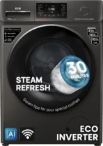 IFB 9 kg 5 Star with Steam Refresh program, 9 Swirl Wash, Eco Inverter, Touch Panel with AI Fully Automatic Front Load with In-built Heater Black[AA1098]