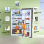 Haier Visit store 190 L Direct Cool Single Door 4 Star Refrigerator  with Toughned Glass ShelfLarge Vegetable Box (DAZZLE STEEL, HED-204DS-P)Haier Visit store 190 L Direct Cool Single Door 4 Star Refrigerator  with Toughned Glass ShelfLarge Vegetable Box (DAZZLE STEEL, HED-204DS-P)[AA1098] - Image 2