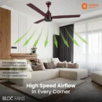 Ujala Prime BLDC with Remote BEE Star Rated with 3 Year Warranty BLDC Motor with Remote 1200 mm Ceiling Fan (5 Star | Brown | Pack of 1)[AA1100/137] - Image 3