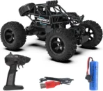 CADDLE & TOES Remote Controlled Rock Crawler RC Monster Truck, 4 Wheel Drive, 1:18 Scale (Black)[aa1098]
