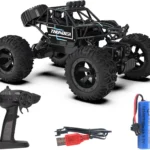 CADDLE & TOES Remote Controlled Rock Crawler RC Monster Truck, 4 Wheel Drive, 1:18 Scale (Black)[aa1098]