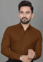 CrisPet Men Regular Fit Solid Curved Collar Casual Shirt[AA1098]