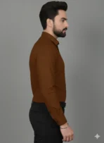 CrisPet Men Regular Fit Solid Curved Collar Casual Shirt[AA1098] - Image 3