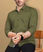 VeBNoR Visit store Men Regular Fit Solid Spread Collar Casual Shirt[AA1098] - Image 3