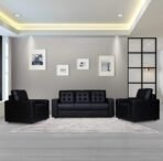 Flipkart Perfect Homes Allie Comfort Fabric Leatherette 3 + 1 + 1 Sofa Set (Black, DIY(Do-It-Yourself))