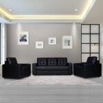 Flipkart Perfect Homes Allie Comfort Fabric Leatherette 3 + 1 + 1 Sofa Set (Black, DIY(Do-It-Yourself))